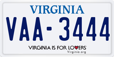 VA license plate VAA3444