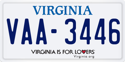 VA license plate VAA3446