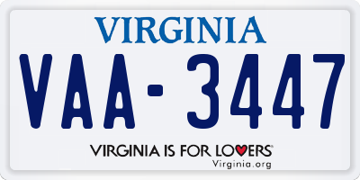 VA license plate VAA3447