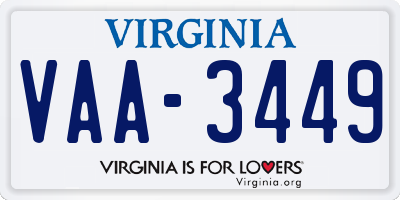 VA license plate VAA3449