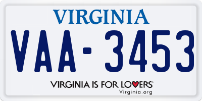 VA license plate VAA3453