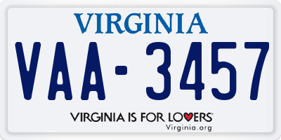 VA license plate VAA3457