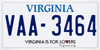 VA license plate VAA3464