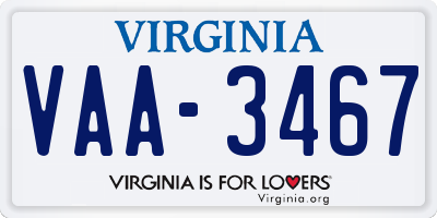 VA license plate VAA3467