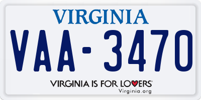 VA license plate VAA3470