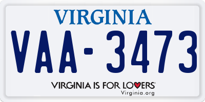 VA license plate VAA3473