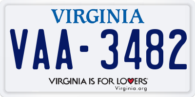 VA license plate VAA3482