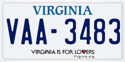 VA license plate VAA3483