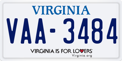 VA license plate VAA3484