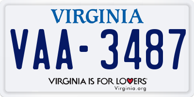 VA license plate VAA3487