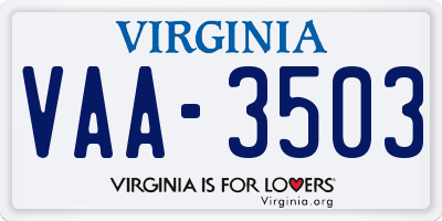 VA license plate VAA3503