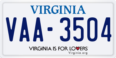 VA license plate VAA3504