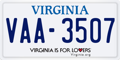 VA license plate VAA3507