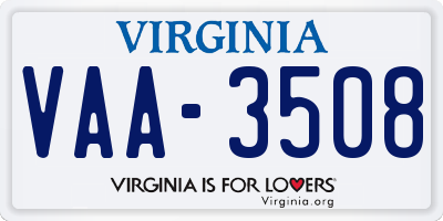 VA license plate VAA3508