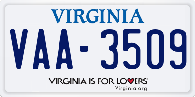 VA license plate VAA3509