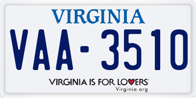 VA license plate VAA3510