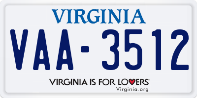 VA license plate VAA3512