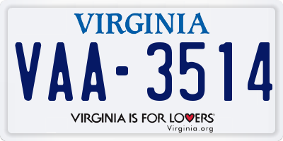 VA license plate VAA3514