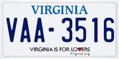 VA license plate VAA3516