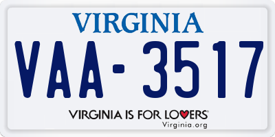 VA license plate VAA3517