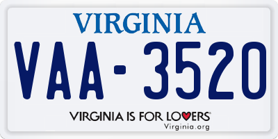 VA license plate VAA3520