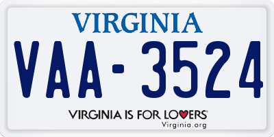 VA license plate VAA3524