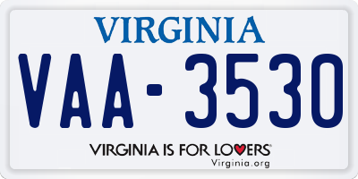 VA license plate VAA3530