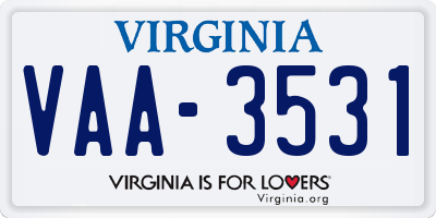 VA license plate VAA3531