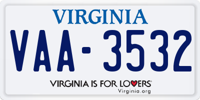 VA license plate VAA3532