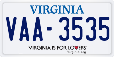 VA license plate VAA3535