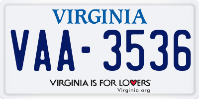 VA license plate VAA3536