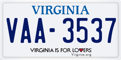 VA license plate VAA3537