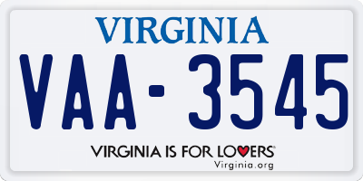 VA license plate VAA3545