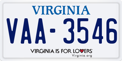 VA license plate VAA3546