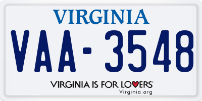VA license plate VAA3548