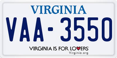 VA license plate VAA3550