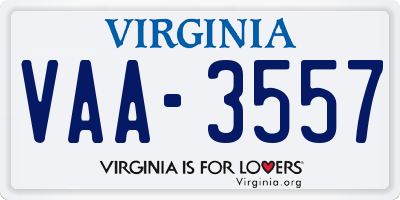 VA license plate VAA3557