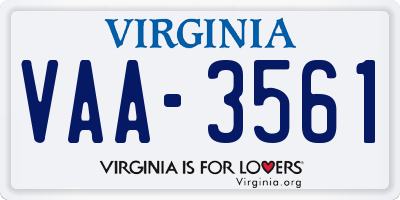 VA license plate VAA3561