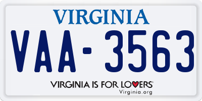 VA license plate VAA3563