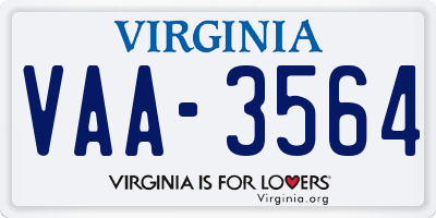 VA license plate VAA3564