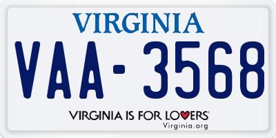 VA license plate VAA3568