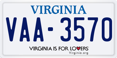 VA license plate VAA3570