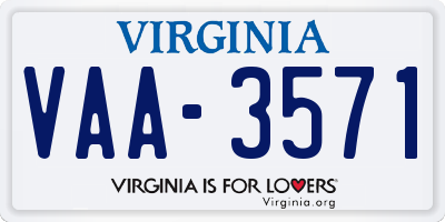 VA license plate VAA3571
