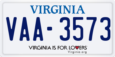 VA license plate VAA3573