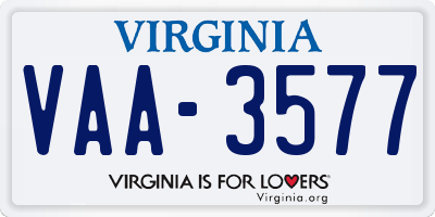 VA license plate VAA3577