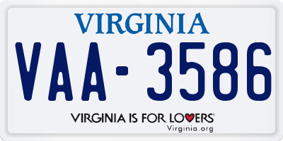 VA license plate VAA3586