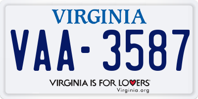 VA license plate VAA3587