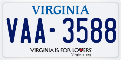 VA license plate VAA3588