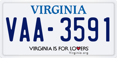 VA license plate VAA3591
