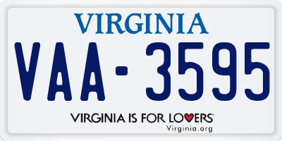 VA license plate VAA3595